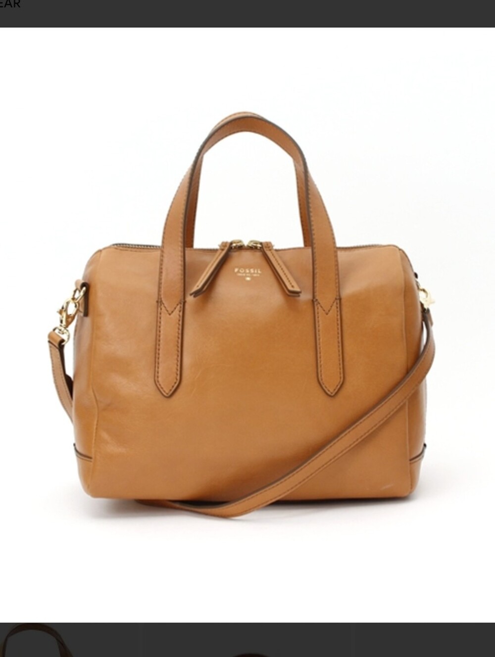 Fossil Sydney Satchel Leather Crossbody Bag – Camel/Brown